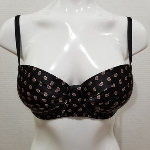 Aerie bra 34D Push-Up ruched paisley print swiss dot sheer wings 2013